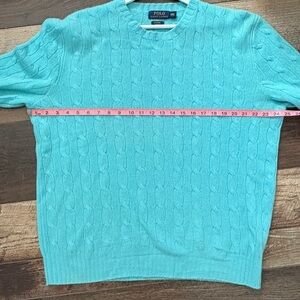 Polo Ralph Lauren Turquoise Cable Knit Crewneck Sweater 100% Cashmere Men XXL